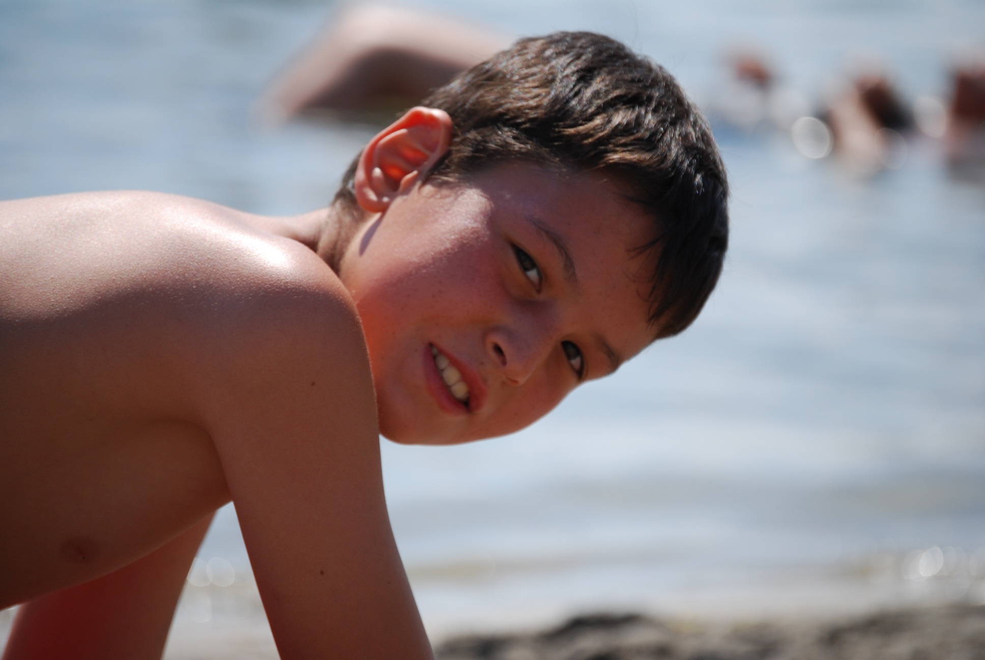 Posando en la playa